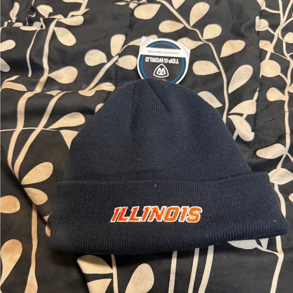 ILLINOIS FIGHTING ILLINI TOP OF THE WORLD TOW CUFF MENS KNIT HAT - NAVY BLUE - Picture 1 of 2